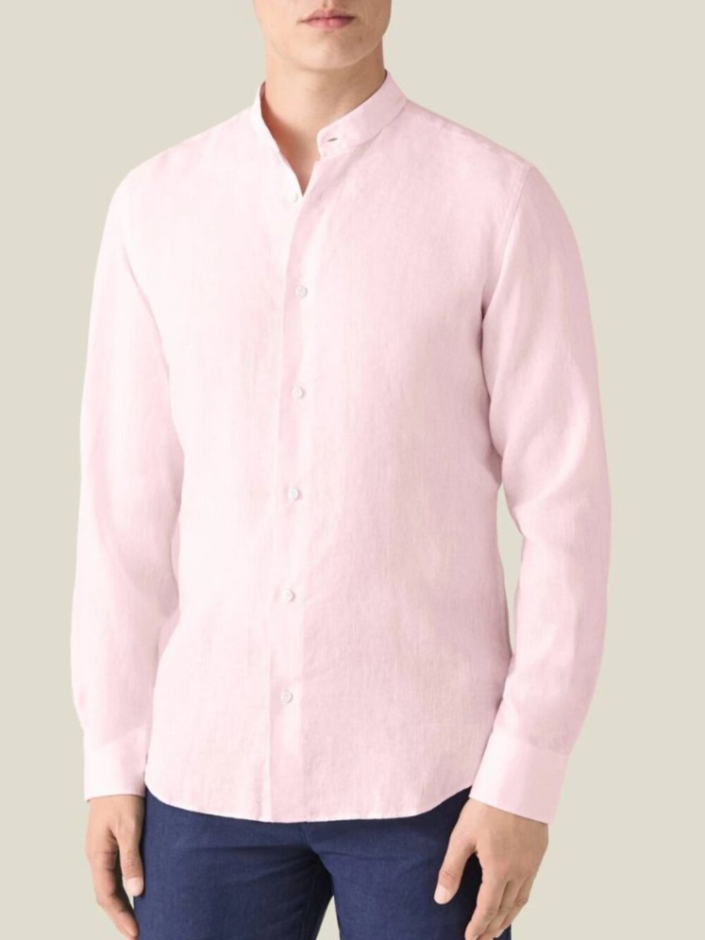 NWT LUCA FALONI Versilia Linen Button Up Shirt Pink Band Collar 4XL (18/45) READ